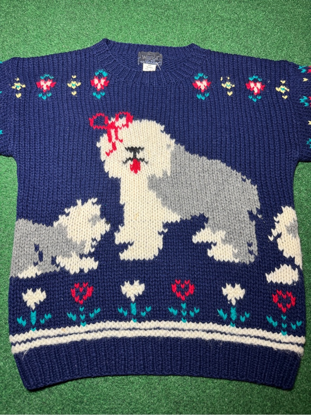 Woolrich Intarsia Knit Vintage Sweater Small Sheep Dog 80s 90s Crewneck RARE - Picture 2 of 6